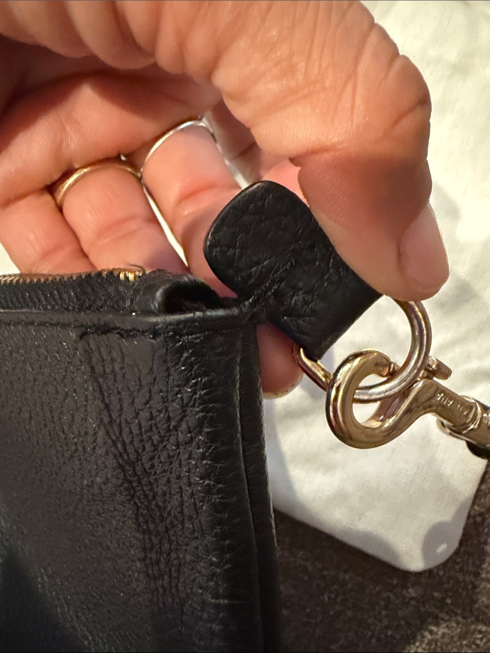 Cuyana Black Pebbled Leather Crossbody with Gold Hardware - Picture 3 of 9